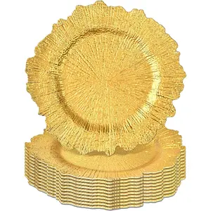 Gold Charger Plates Bulk 10Pcs - 13" Elegant Gold Chargers for Dinner Plates, Wedding & Event Decorative Charger Plates Set