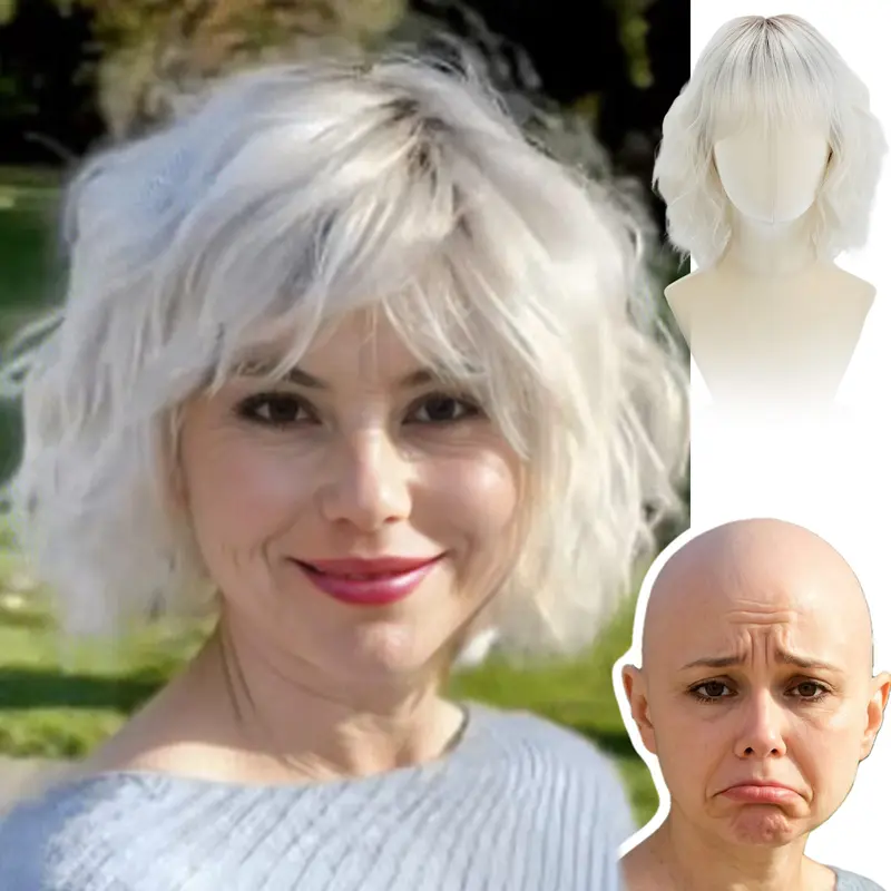 Irene Traditional Synthetic Lace Front Soft Wave Bob Wig - 13in Short Hair with Bangs, 120g-140g Glueless Protein Fiber, Low-Density, 4 Shades, Ready-To-Wear, Resizable, For Daily Use, Halloween Cosplay