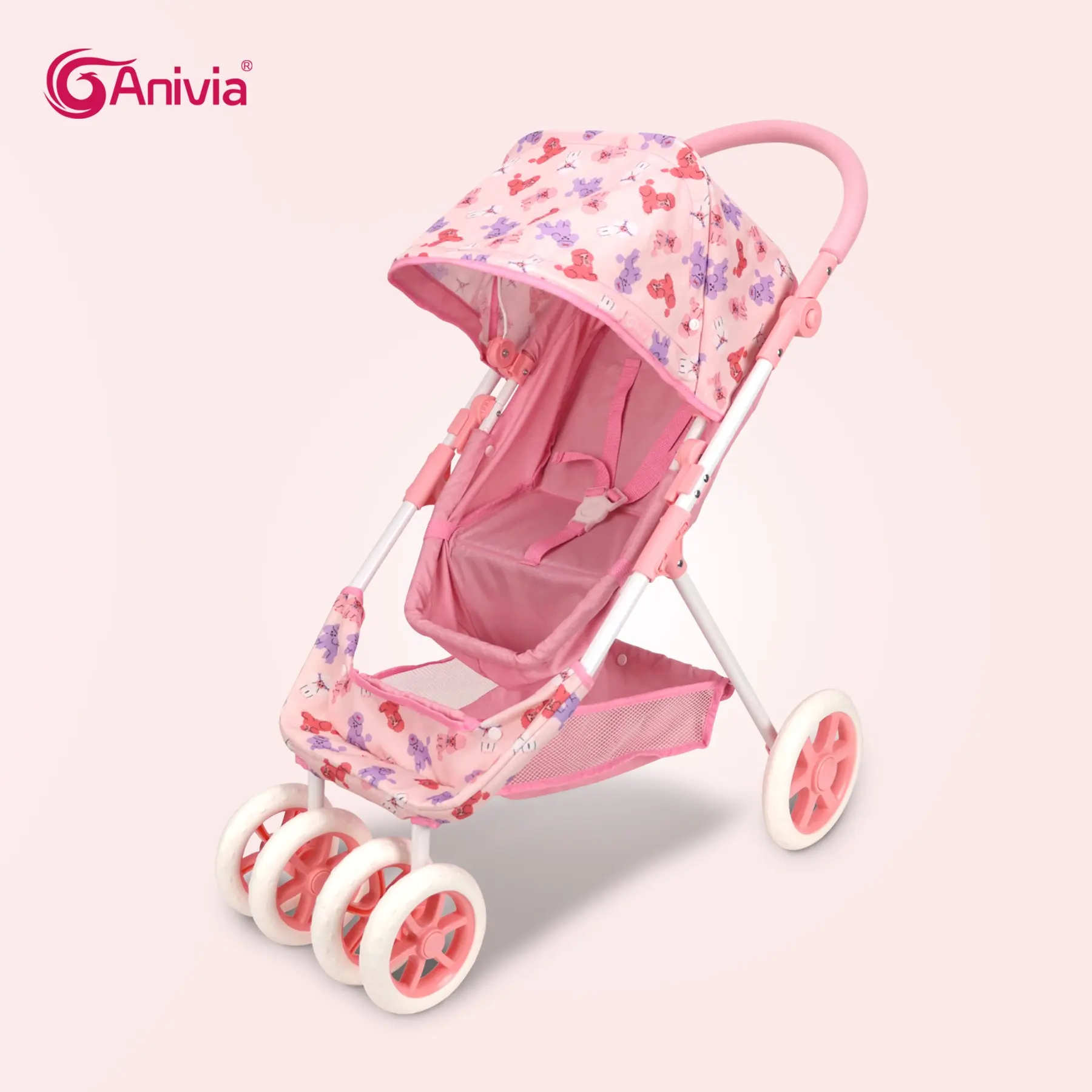 Anivia Brand 18-Inch Doll Stroller, Foldable Doll Push Cart, Silent Wheels, Comfortable Handle, Perfect Gift for Kids' Holidays or Birthdays, Quad Collapsible Stroller, Folding Stroller