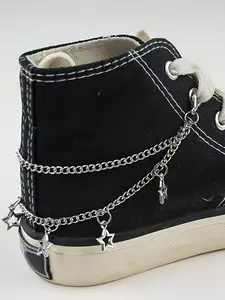 2pcs Star Pendant Dual-Layer Shoe Chain, DIY Shoe Boot Decorations, Fashionable Accessories for Shoes, Shoe Decoration Charms, Easy to Attach and Remove