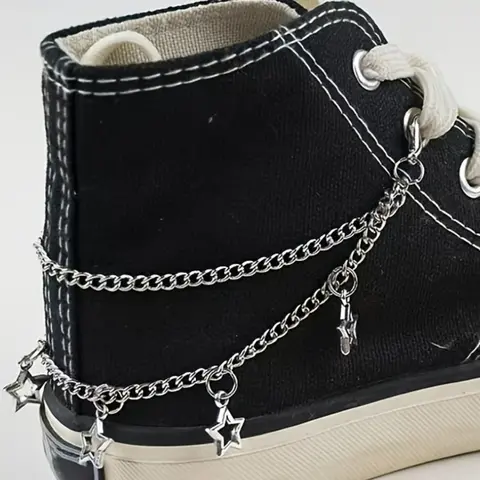 2pcs Star Pendant Dual-Layer Shoe Chain, DIY Shoe Boot Decorations, Fashionable Accessories for Shoes, Decorative Shoe Accessories, Shoe Decoration Charms, Easy to Attach and Remove