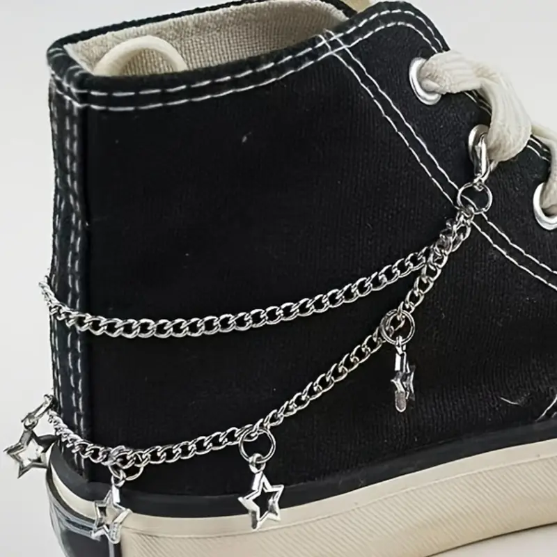 2pcs Star Pendant Dual-Layer Shoe Chain, DIY Shoe Boot Decorations, Fashionable Accessories for Shoes, Decorative Shoe Accessories, Shoe Decoration Charms, Easy to Attach and Remove