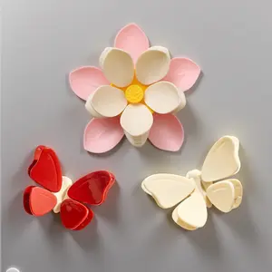 3-Piece Butterfly Flower Magnetic Snack Clips, Reusable Food Bag Sealer with, Cute Kitchen Storage Clips for Camping Office Home Organization Refrigerator Decorating Magnet