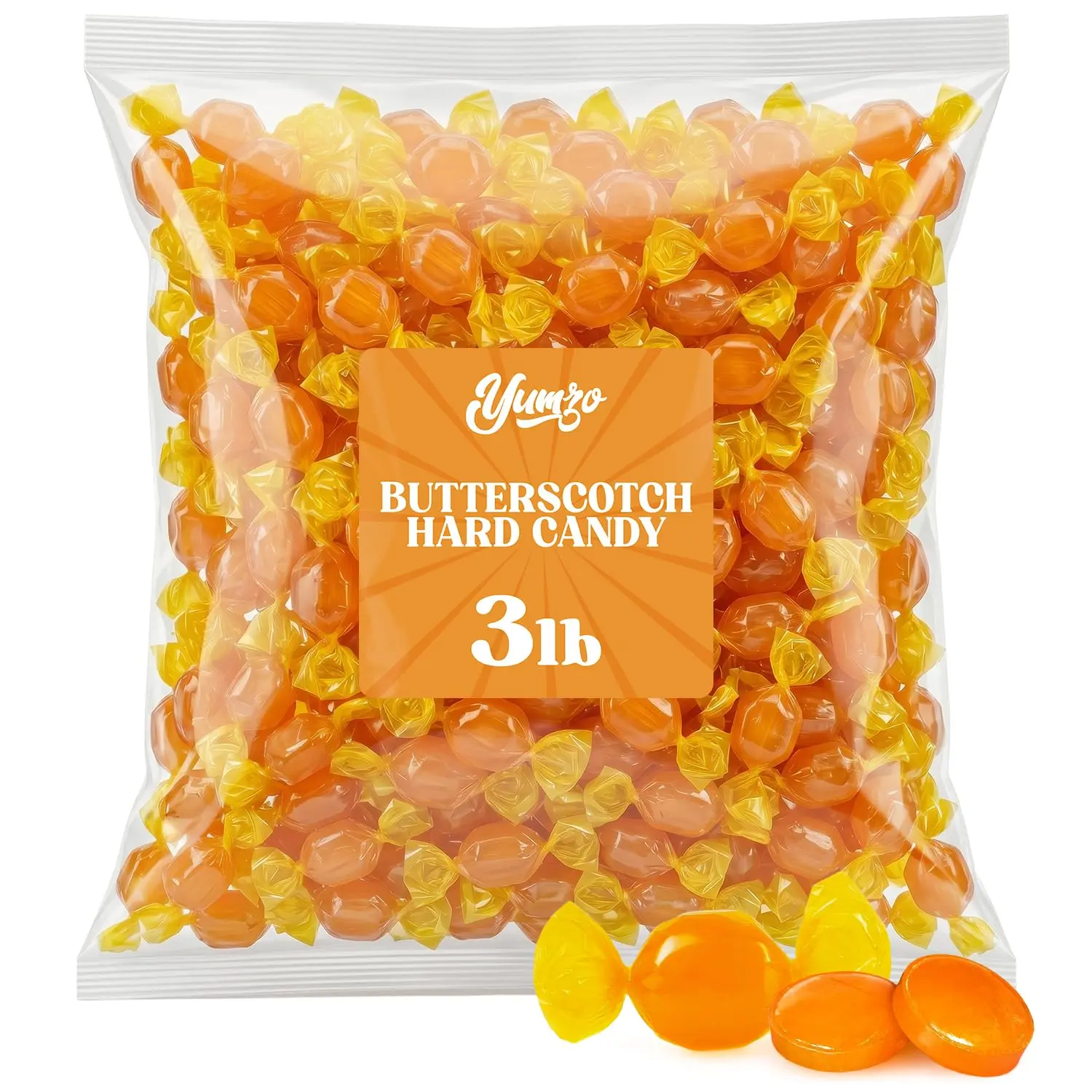 Butterscotch Hard Candy Bag, Individually Wrapped Candy, Bulk, 3 lb