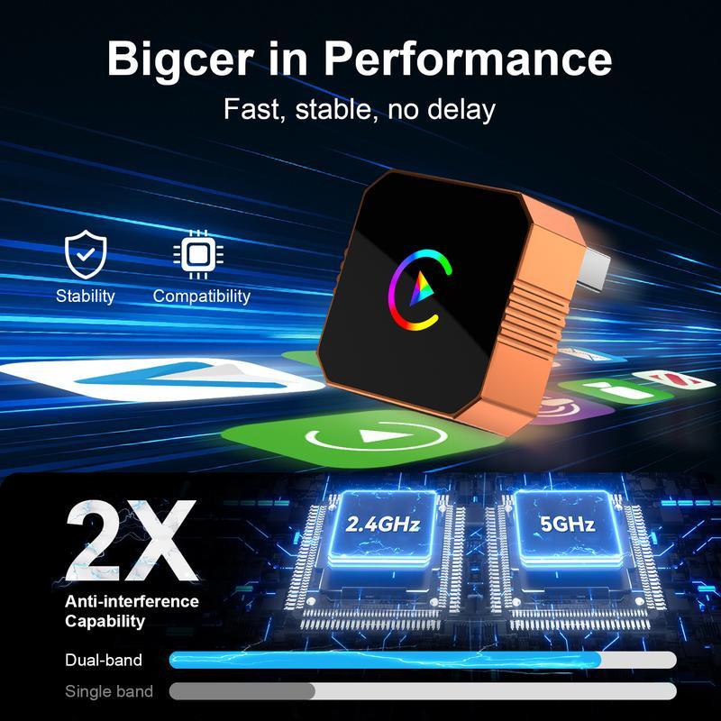 Wireless Carplay 2026 Mini Orange Blue Silver Cube Pro 3.0 Wireless CarPlay ,iPhone/ Android Auto Adapter – Plug & Play, Fast Auto-Reconnect