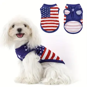 Patriotic American Flag Dog Vest - Comfortable and stylish pet clothing for National Day and outdoor activities, hand wash only, suitable for all breeds