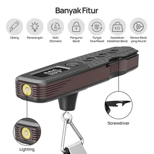 Meilen 7-in-1 Portable Digital Luggage Scale with LED Flashlight, Screwdriver & Box Cutter, Heavy Duty 110lb/50kg Hanging Weight Scale for Travel, Shipping, Fishing - LCD Display, Battery Included