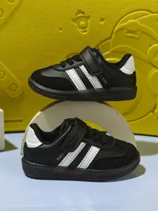 Comfortable Kids' Casual Shoes with Striped Design, Flat Sole with Velcro Decoration, PU Leather Upper, All Seasons Wear, Trainer Shoes