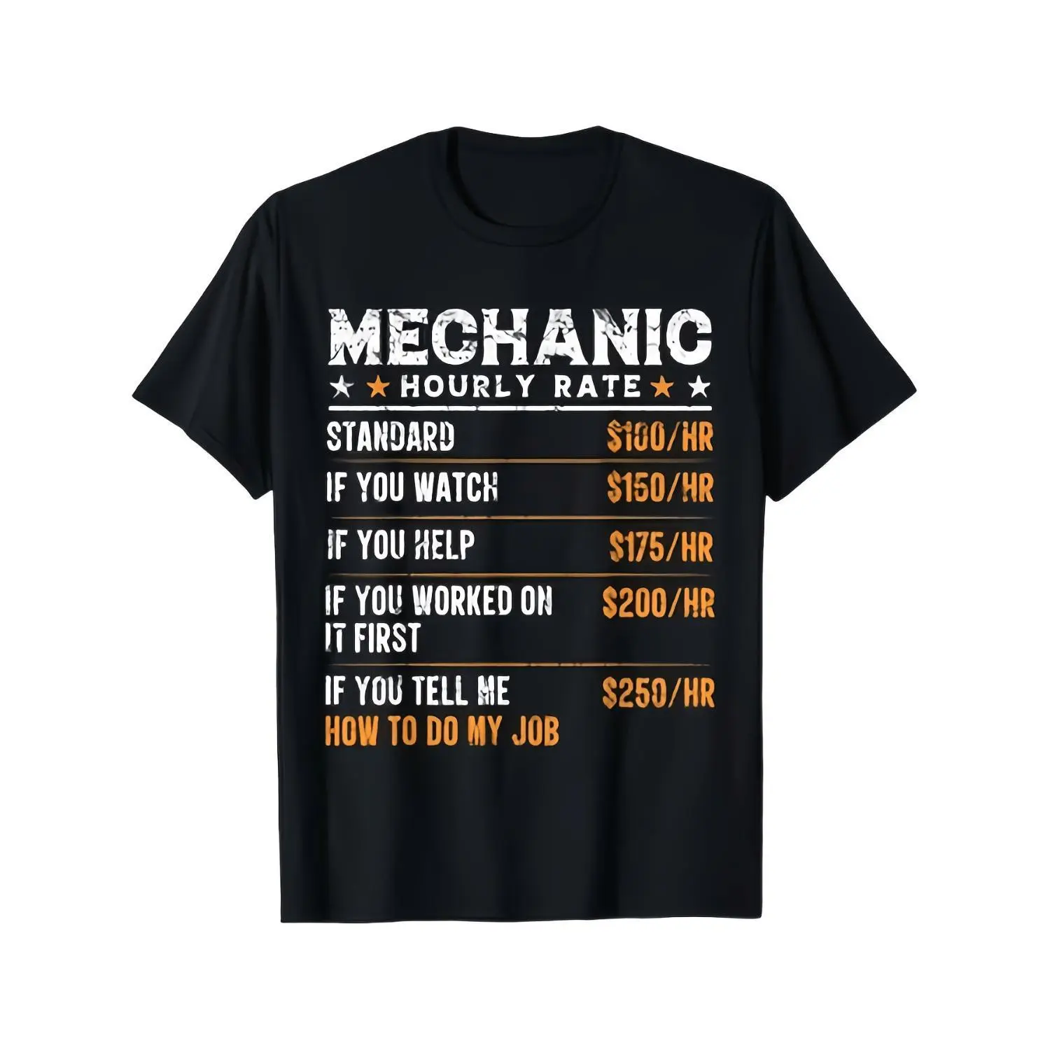 Mechanic Support Cotton T-shirt with "Hourly Rate If You Observe Assist Or Contributed Initially And Guide Me On My Tasks" Ultra-Soft Breathable Fabric