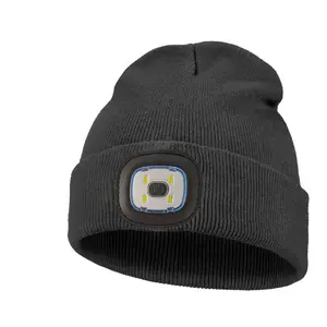 USB Rechargeable LED Light Hat, Warm Knit Winter Cap, Outdoor Fishing Cap for Night Adventures, Perfect for Walking Fishing Camping