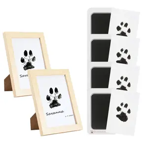 pet Paw Print Kit, 4-Pcs Ink Pads + 2 Photo Frame, Mess-Free Paw Print Stamp Pad for Dogs & Cats, Clean Touch Ink Pad, Dog Paw & Nose Print Kit, Keepsake Gift For Dogs And Cats, Memorial Gift,  Memorials imprint card, Pet Print Photo Frame Kit Custom Care