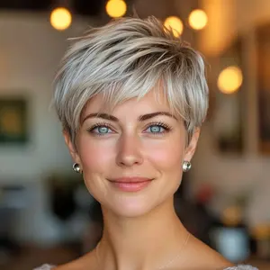 New Arrived Real Human Hair Wig - Natural Gray Pixie Cut with Layered Ends, Rose Net Cap for Secure Fit & Natural Look, Everyday & Cosplay Wig for Women & Men, All Ethnicities - High-Quality Human Hairpiece
