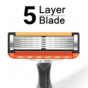 5-Blade Razor Set - 48 Replacement Blades + 1 Handle - stainless steel razor, non-slip handle, suitable for face, head and body shaving.Individuals with coarse or thick hair may experience suboptimal shaving results Daily