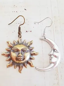 Vintage Sun & Moon Design Dangle Earrings, Fashionable Jewelry for Women, Daily Clothing Decor, Trendy All-match & Exquisite Jewelry for Birthday Gift, Witchy Jewelry, Fashionable Jewelry Accessories