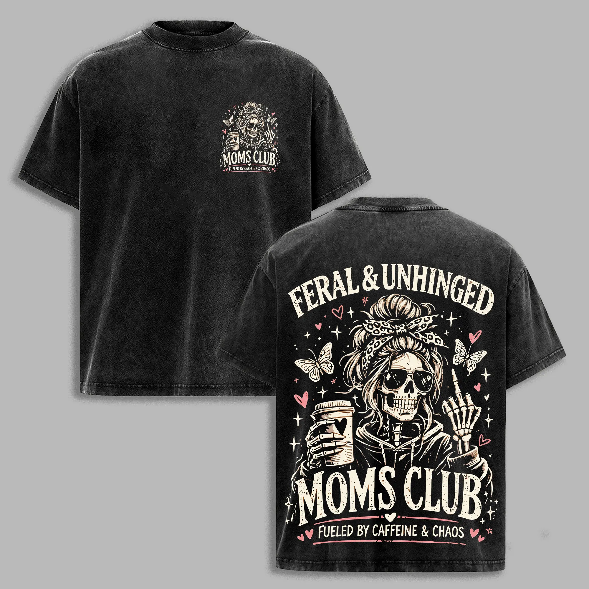 Funny Mom Shirt “Feral & Unhinged Moms Club” | Coffee Mom Graphic Tee | Vintage Washed Tee, momlife, momlife, funnyshirt, momhumor, momclub, coffeeaddict, momstyle, momsofinstagram, washedtee