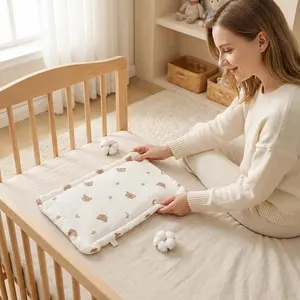 Baby Comfort Sleep Pad with Cute Cartoon Pattern, Flat Cushion Design, Lightweight Breathable Washable, Infant Bedding Pillows, Soft Bedding