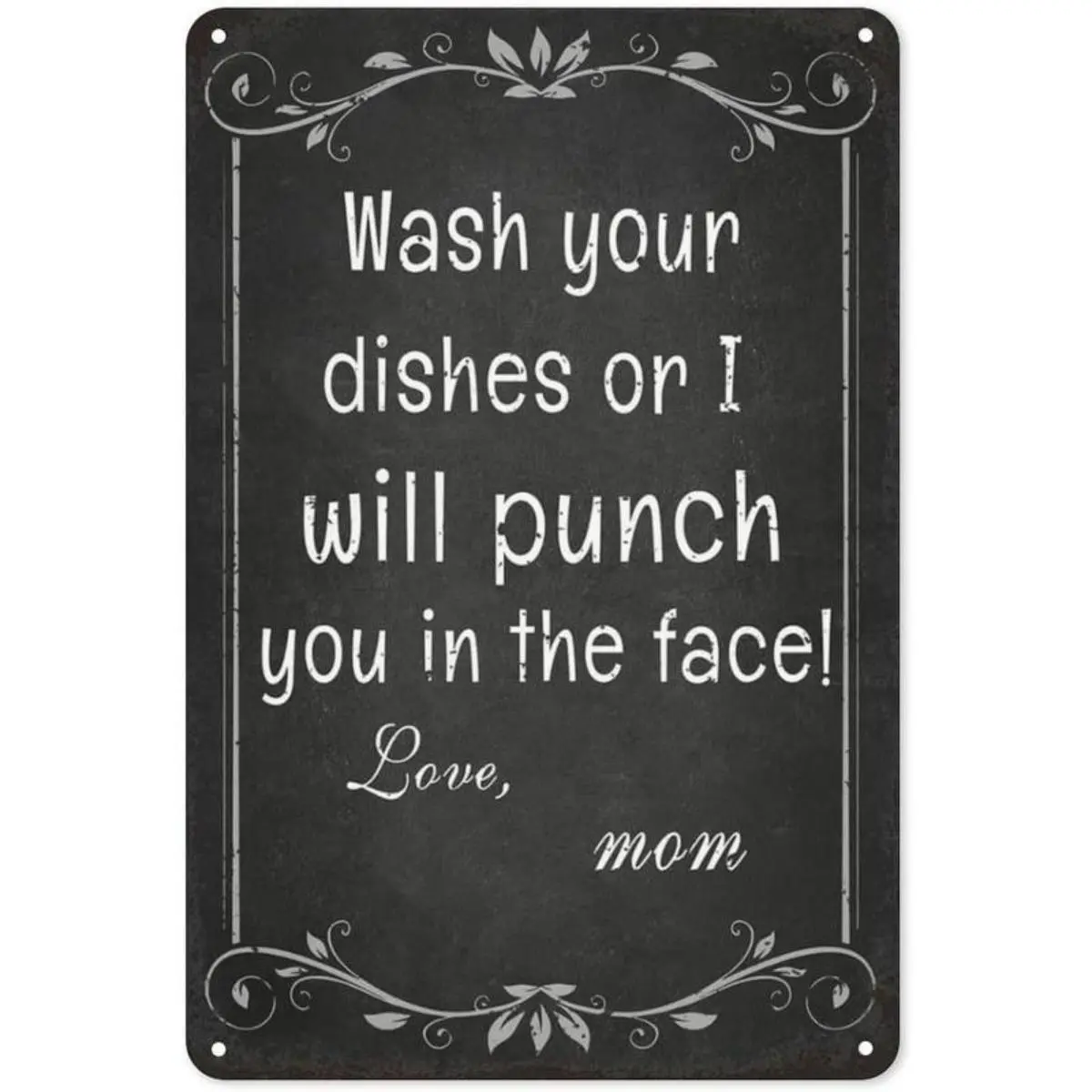 Kitchen Signs Wall Decor Funny Metal  Sign Kitchen Sets For Home Decorations Home Decor Products Wash Your Dishes Or I Will Punch You In The Face Love Mom Coffee Bar Signs Decor House Rules Wall Decor Clean Your Dishe Vintage Metal Sign