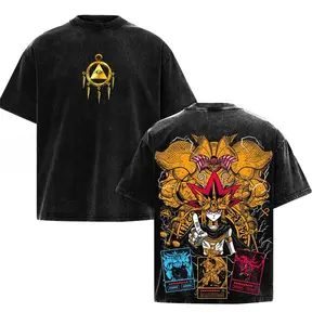 Yugioh God Card Exodia Ra Obelisk Osiris Monster Card Washed Tshirt - Anime Manga Yugi Muto Streetwear Graphic Tee Menswear Hoodie