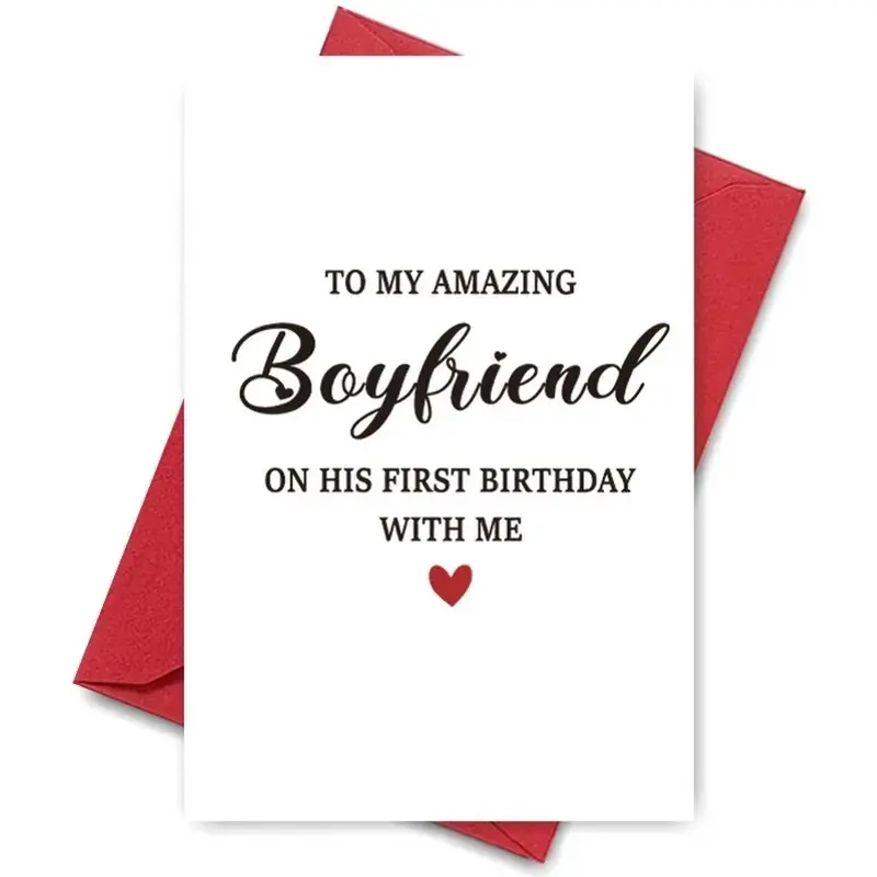 Boyfriend Birthday Greeting Card with Envelope, Tearable Greeting Cards, 1/3/50pcs Boyfriend on His Birthday Letter Pattern Greeting Card, Gift for Boyfriend, Couple Party Cards, Custom Message Card- TrendyGiftUSA