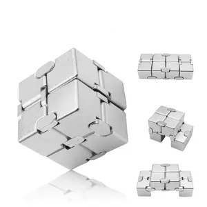 Silver Infinity Cube, Adult Anxiety Relief Toy, Youth Relief Toy, Halloween Christmas Party Toy, Cool Metal Adult Anxiety Toy (Silver)