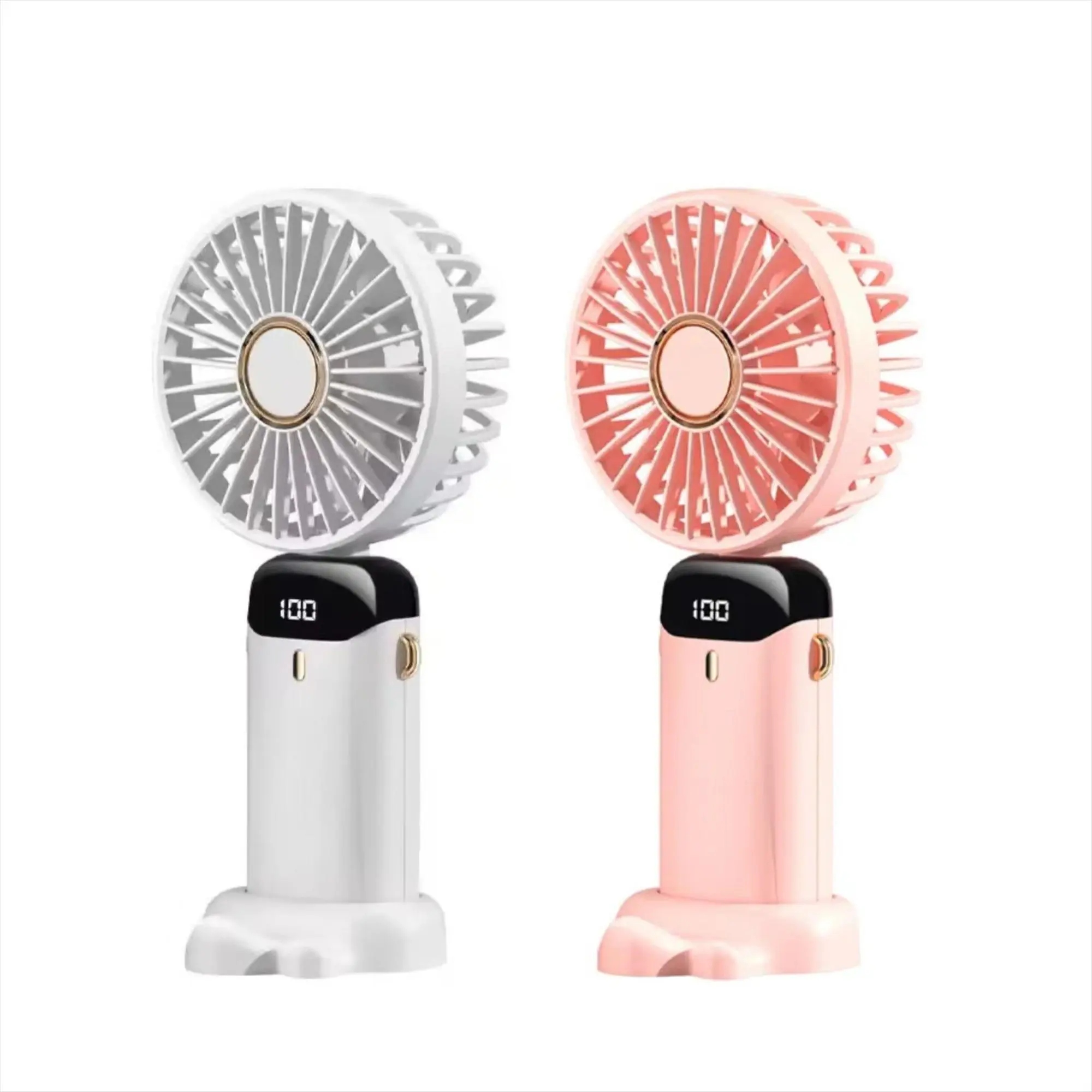 Portable Handheld Fan with Phone Holder, Rechargeable Personal Fan, USB Rechargeable Foldable Fan with Digital Display, Silent Operation Fan for Outdoor Travel Office Use