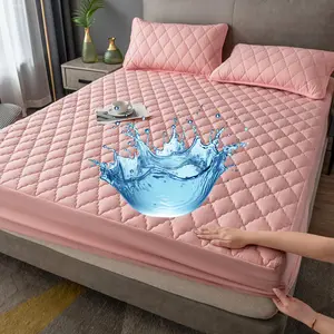 Solid Color Fitted Sheet, 1 Count Soft Comfortable Breathable Waterproof Secure Fitted Sheets, Bedding Supplies for Home Bedroom Hotel Dormitory