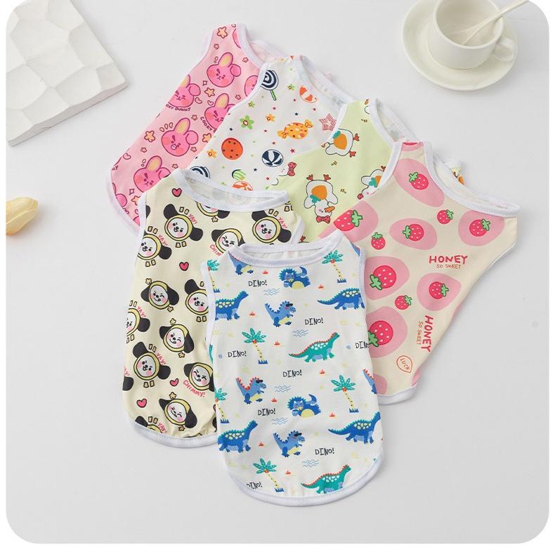 Cute Printed Dog Clothes for Shih Tzu Male and Female Cartoon Pet Vest Summer Cat Tshirt Puppy Tank Top Clothing