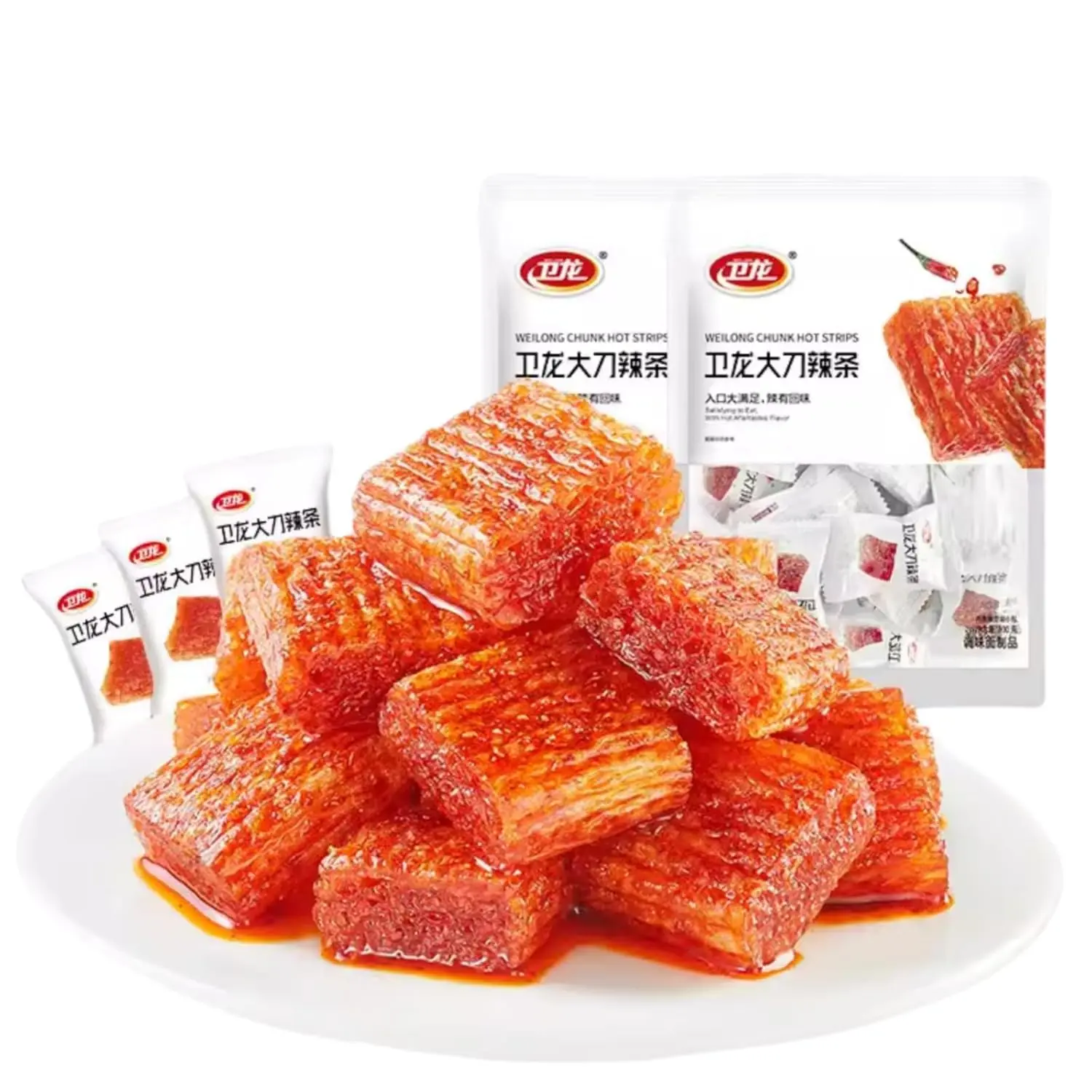 Spicy Strips - Spicy Gluten Latiao, Independent small bag packaging, Chinese Special Casual Snack Food, Made From Wheat/Chili/Spice, Low Sugar and Low Calories, Best Vegan, 200g (Pack of 2)