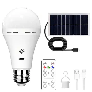 Outdoor Solar LED Light Bulb with Rechargeable USB Battery, Led Bulbs Included, 3 Lighting Modes for Camping, Portable Lantern for Garden and Night Light