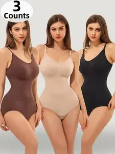 1/3 Counts Shapewear Bodysuit For Women, Tummy Control Tank Top, Seamless Shaping Jumpsuit, Adjustable Straps, Elegant Design, Comfortable Underwear, Seamless Garment, Close-Fitting Design, Suitable For Daily Or Sports, Training, Smooth