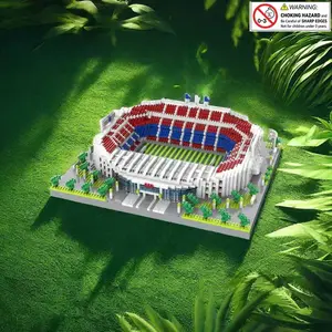 Barcelona Nou Camp Football Stadium Building Blocks Set, Unisex 3D Soccer Construction Kit, Kids Educational Toy, Collectible Model