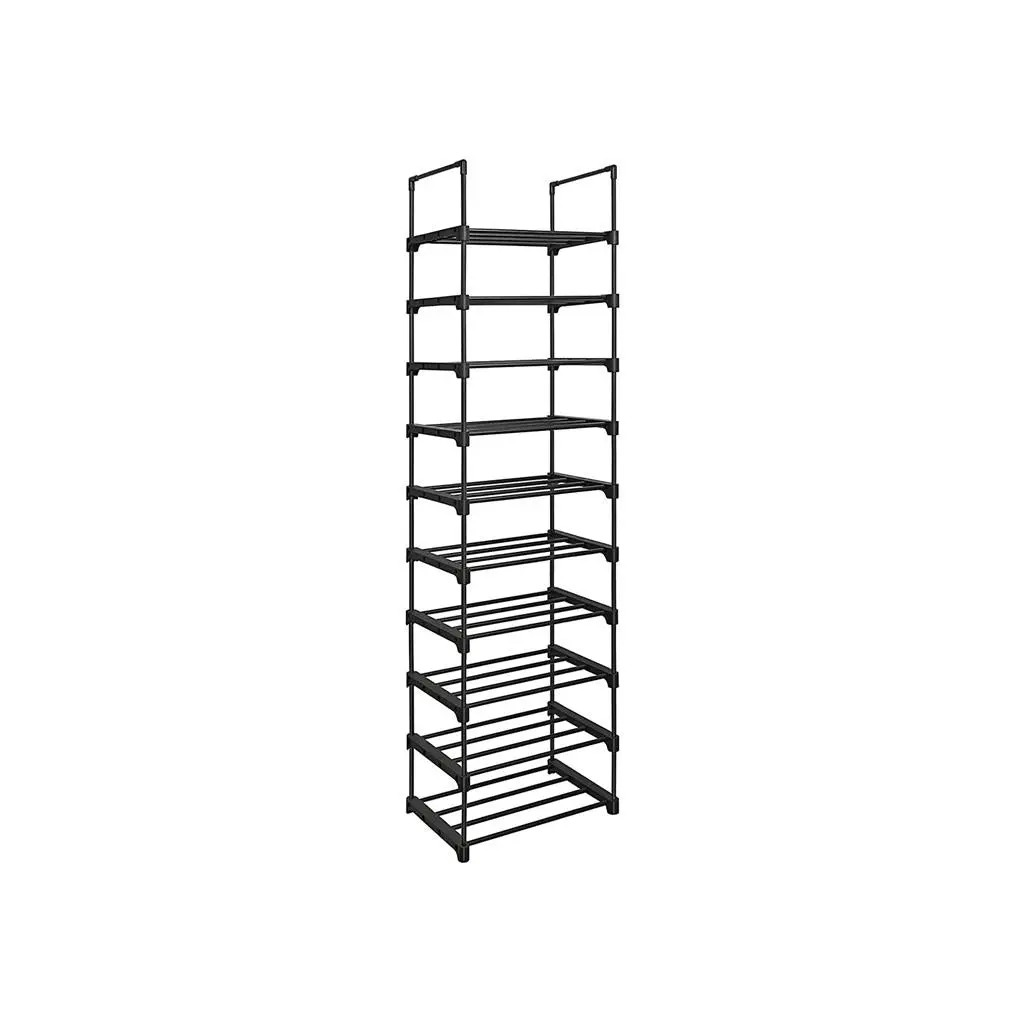 SONGMICS Black Portable 10-Shelf Shoe Rack