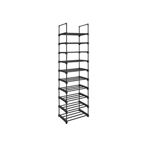 SONGMICS Black Portable 10-Shelf Shoe Rack