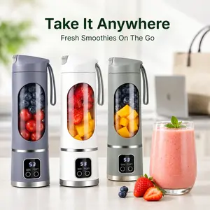 Compact Portable Blender for Smoothies, USB Rechargeable Juicer Cup with Ice-Crushing Function, Easy Clean Mini Blender for Shakes, Juice, Baby Food & Travel
