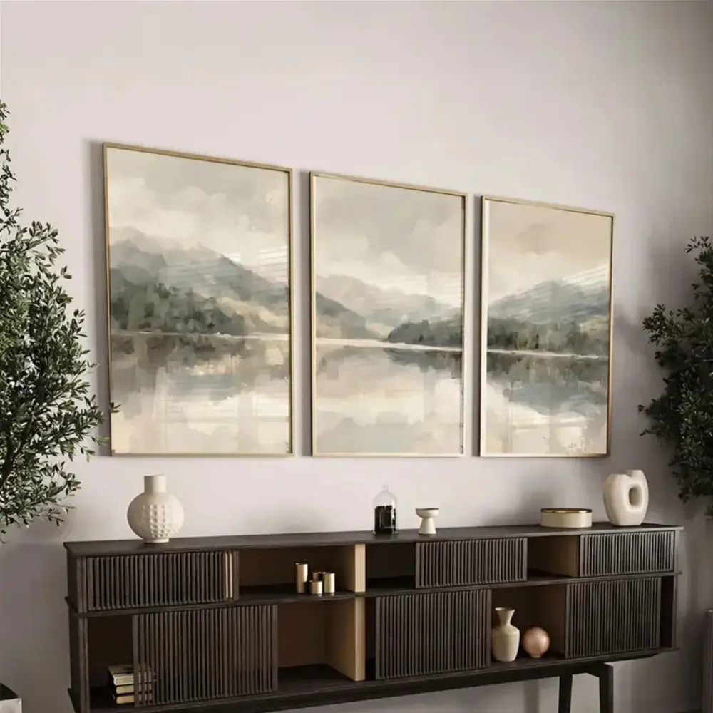 3 Pieces Boho Neutral Abstract Landscape Art, Modern Minimalist Wall Mural, Decorative Artwork, Serene Atmosphere Home Art, Eclectic Gallery Decor, Earth Tone Painting, Wall Decor for Living Room and Bedroom, Framed or Unframed.