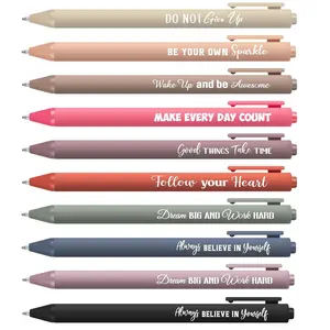 10 Pcs Retractable Gel Ballpoint Pens, Inspirational Pens In Bulk, Writing Pens, Inspirational Ballpoint Pens, Smooth Ink Pens With Fine Tips, Thank You Gift For Colleagues, School Office, Black Ink, Ballpoint Pen Set, Office Stationery Supplies