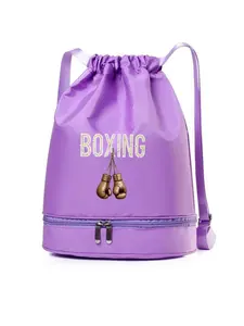 Boxing Glove Letter Print Backpack, Fashionable Simple Versatile Bag, Drawstring Closure, Adjustable Straps, Independent Compartment, All-Season Use