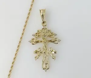 Plated Holy Cross of Caravaca 2mm Rope/Braided Chain Necklace