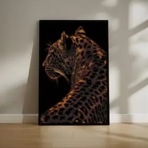 [Sale Up To 40%] [Unframed] Golden Leopard Sparkle Poster, Luxury Wild Cat Wall Art, Glittering Animal Print for Glam & Modern Interiors
