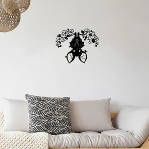 Charming Metal Bat and Flowers Wall Art - Cute Bat Sleeping on a Branch, Perfect for Garden Decoration, Halloween and Animal Lovers - Unique Gift Idea