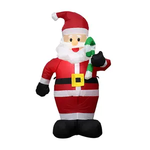 Christmas Inflatable Decorations - 1.2m Lighted Santa with Candy Cane for Outdoor Yard Decor Giant Inflatable