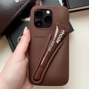 Lip Balm Holder Slot Phone Case for IP 17/16/15/14/13/12/11 Pro Max Soft Silicone Protective Cover with Shockproof Anti Scratch Design