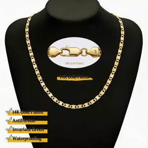 14K Gold-Plated Figaro Chain Necklace for Men – 6mm Wide, 20"/24” Italian-Style Cuban Link, Tarnish-Free Nano Coating, Hip-Hop & Everyday Layering Jewelry，Ideal Gift Jewelry for Men and Women, Minimalist Layering Jewelry