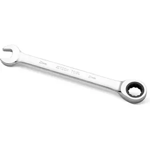 21mm Ratcheting Combination Wrench, Industrial Grade Gear Spanner with 12-Point 72-Tooth Ratchet, Forged and Heat-Treated Cr-V Steel, Metric