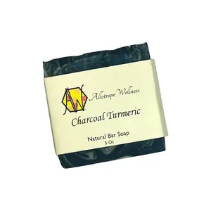 Charcoal Turmeric Soap - Natural Bar Soap with Activated Coconut Charcoal, Turmeric & Earthy Citrus Essential Oils Nourishing Cleansing Body Care Radiant