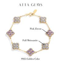 White Moissanite+ Pink Zircon Yellow Gold Color