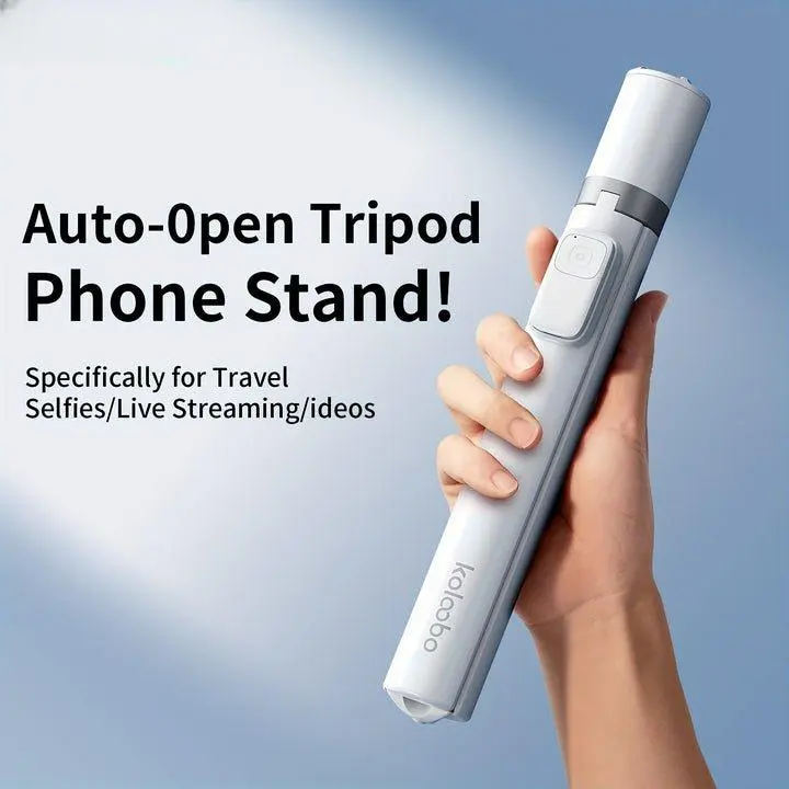 Kololobo Alloy Auto Open/Close Mobile Phone Tripod Stand & 70.87in Wireless Selfie Stick with Remote, 360-Degree Rotatable, Portable for Travel (Smartphone Camera Accessories for YouTube)