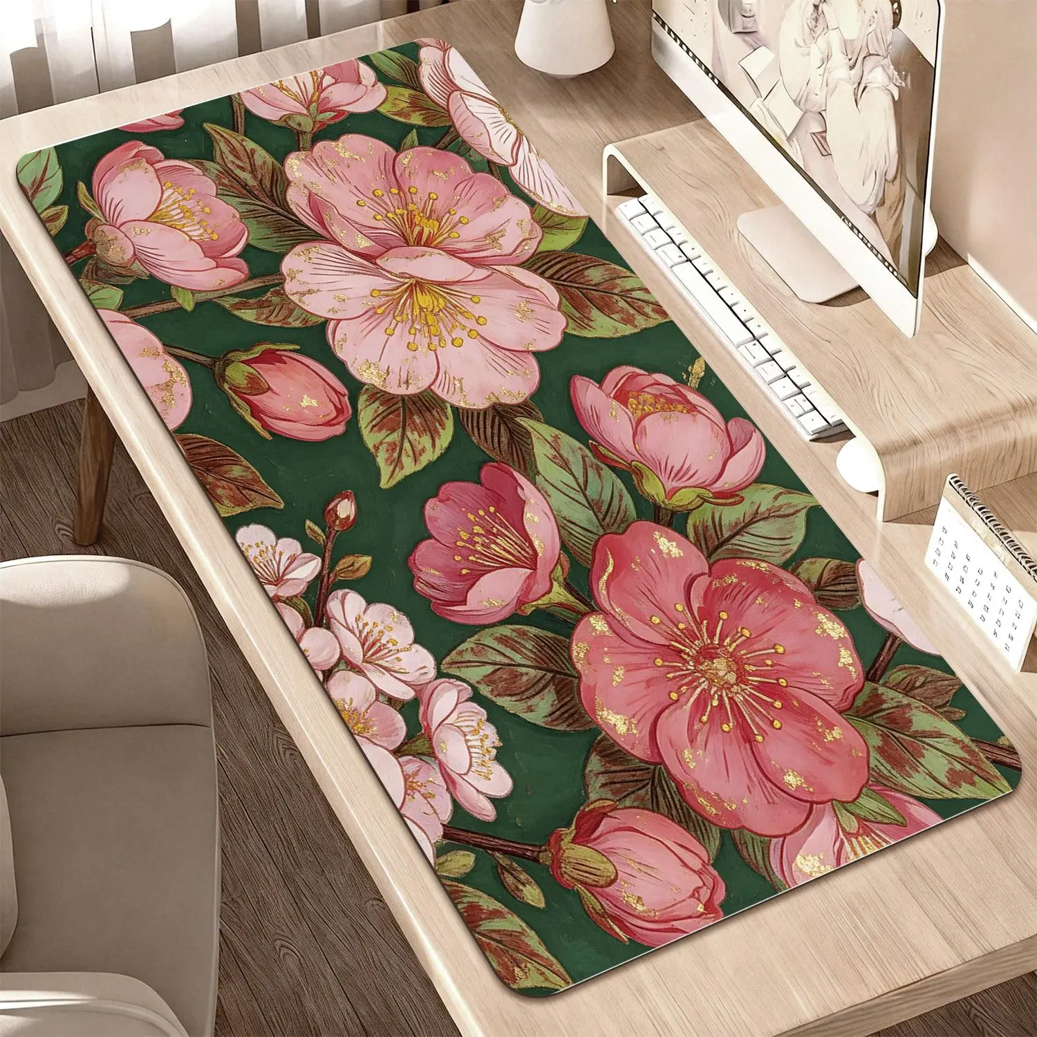 LIVEKEY Non-Slip Computer Mouse Pad (40x80cm Rectangular), Rubber Base, Artistic "Hope is the Thing with Feathers" & Daisy Print, 3D Banana Design, Stitched Edges, Plastic Gaming Accessories, Mouse Pad for Laptop, Office Desk Mat