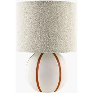 Warm Beige Traditional Table Lamp with linen details for bedside or console tables
