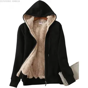 Women's Casual Full Zip Up Sherpa Lined Hoodie Sweatshirt Jacket CoatXXUNIVERSE GOODS10